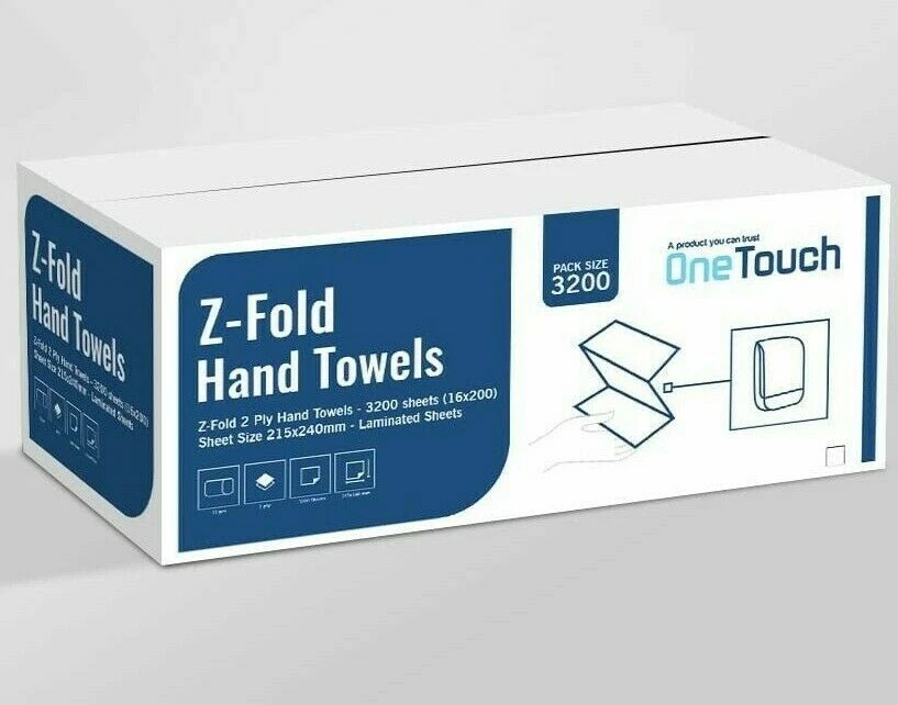A406 White Paper Hand Towels Z fold 3200 tissues Multi Fold Premium Quality 2 Ply