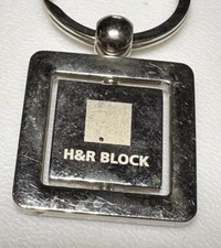 Vintage H&R Block Tax Preparation Company Financial Metal Keychain Key Ring