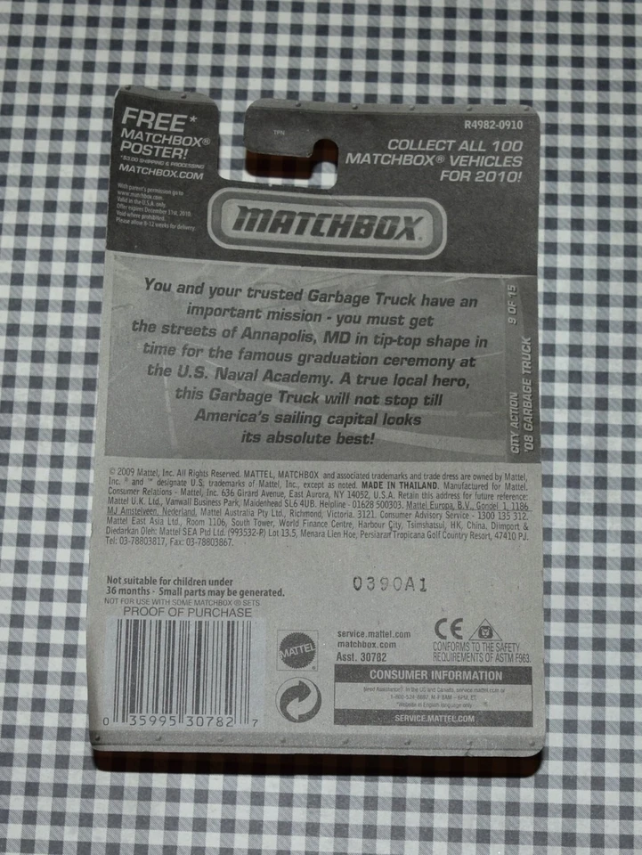 Match Box City Action 2009 Garbage Truck Annapolis MD MB742 1:64 Unopened - Image 2 of 2