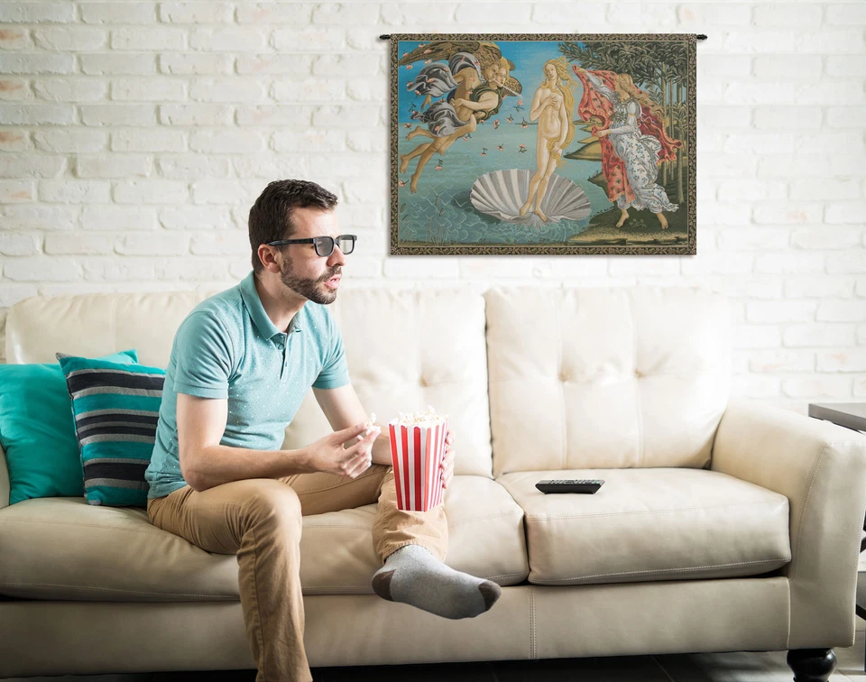 Birth of Venus (Nascita di Venere) Botticelli Italian Woven Tapesty Wall Hanging - Image 3 of 4