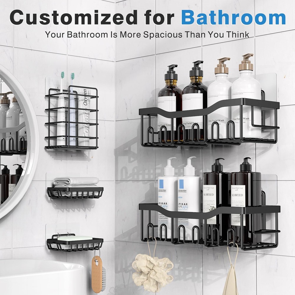 Shower Caddy 5 Pack,Adhesive Shower Organizer for Bathroom Storage&Home Decor...