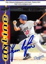Juan Castro autographed baseball card (Los Angeles Dodgers) 1998 Pacific #363