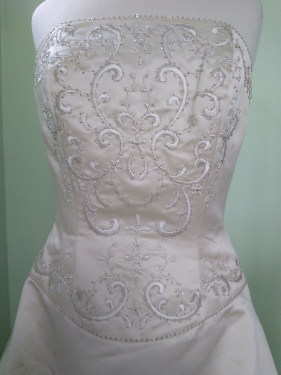 Davids Bridal Wedding Dress T8589 Light Gold Sz 12 EUC | eBay