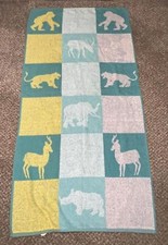 Super Cute VTG Zoo Animal's Beach Towel Tastemaker by Stevens Made in USA 59x30