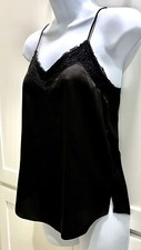 White House/Black Market Sz XXS Black Camisole Lace Trim Polyester Blnd Preowned