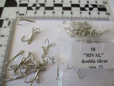 salmon double hooks silver 20 x size 12s rivals fly tying materials