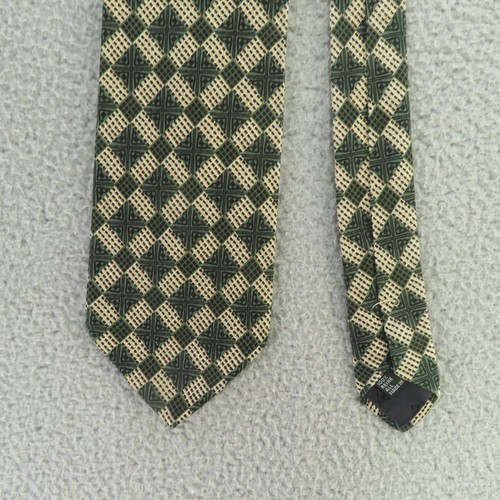 Paul Zileri Mens Neck Tie Silk Green Yellow Check 4" 58" Long Italy - Picture 2 of 8