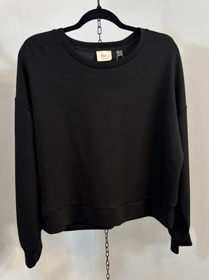 ELIE TAHARI XL Crew Neck Pullover Black Long Sleeve Soft NWT Minimalist Normcore