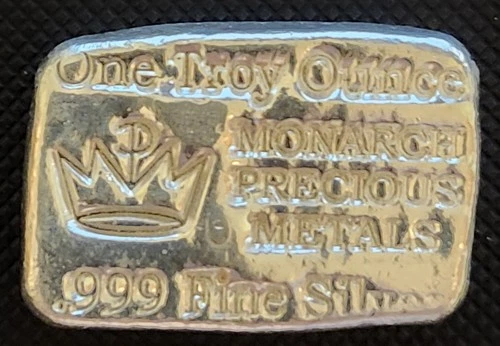 1 oz Monarch Hand Poured Silver Bar - .999 Fine Silver