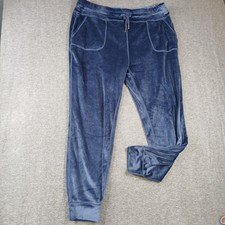 32 Degrees Heat Joggers Womens XL Blue Velour Drawstring Elastic Waist Lounge