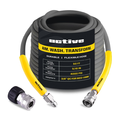 #ad Active Pressure Washer Hose 50 Ft 5 16 Kink Resistant Steel Braided Power $186.14