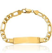 10K Solid Yellow Gold Figaro Link ID Bracelet