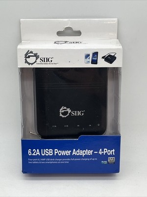 SIIG 4-Port 6.2A USB Power Adapter Desktop Charger, model AC-PW0611-S1