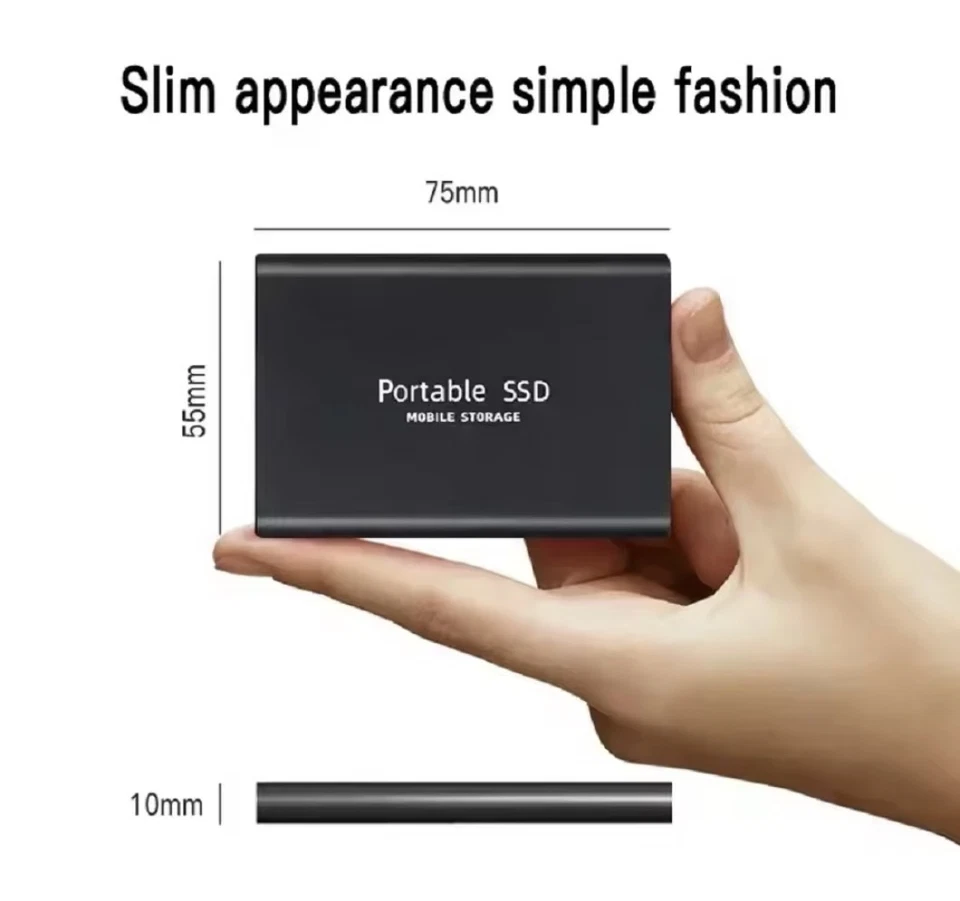 2TB - SSDUSB externo portátil 3.1 tipo C unidade de estado sólido de alta velocidade PC/Mac - Imagem 3 de 3