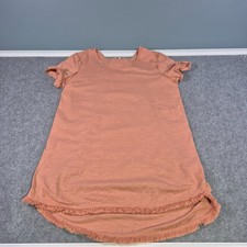 Umgee USA Peach Fringe Dress Sz Large Boho Lightweight Short Sleeve