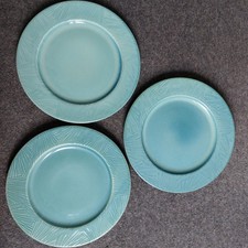 3 x 11" Habitat Green Leaf Dinner Plates Textured Discontinued
