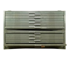 Reclaimed Steel Flat Filing Cabinet with Folding Shelves