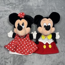 Vintage 1993 Mattel Disney Mickey Minnie Mouse Hand Puppets Plush Set Disneyland