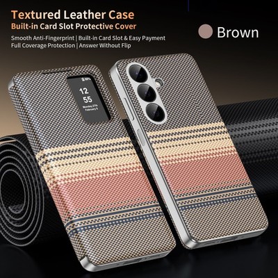 Smart View Card Slot Leather Case For Samsung Galaxy A57 A37 A56 A36 A55 A17 A16