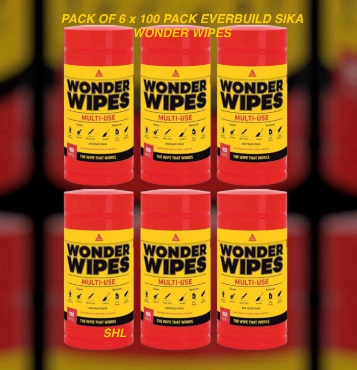 PACK OF 6 x 100 PACK EVERBUILD SIKA WONDER WIPES