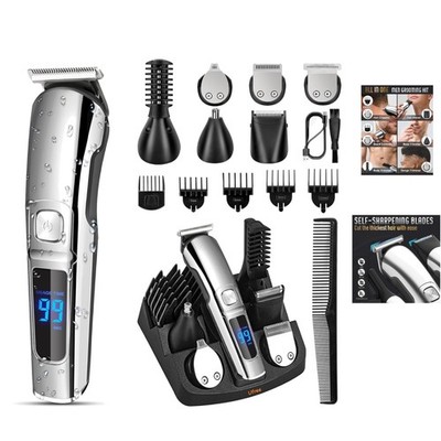 Cordless Rechargeable Grooming Kit with Stainless Steel Blades & LED Display