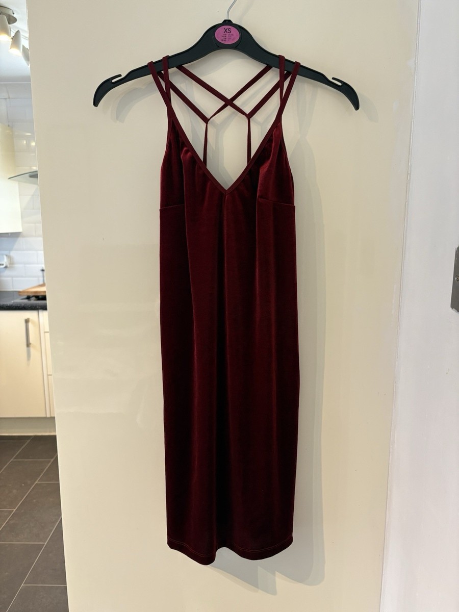 TOPSHOP Burgundy Mini Velvet Dress UK 6 | eBay UK
