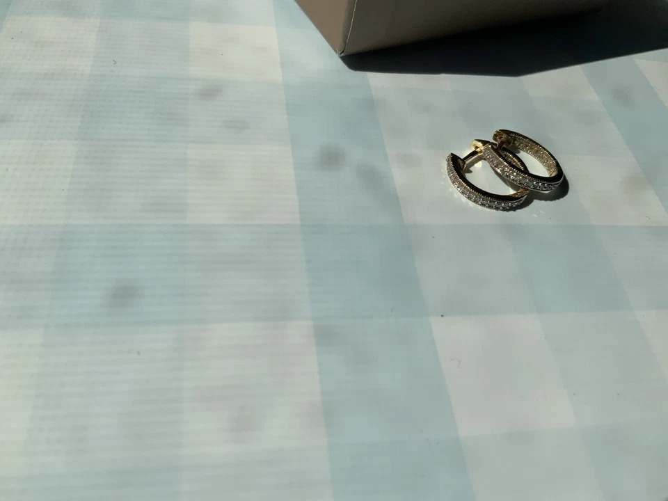 QVC 14K YELLOW GOLD NATURAL AFFINITY DIAMOND HOOP EARRINGS Inside Out - Image 4 of 4