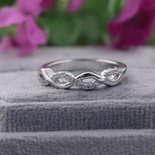 0.25 Ct Round VVS1 Diamond Half Eternity Twist Wedding Band 14k White Gold Over