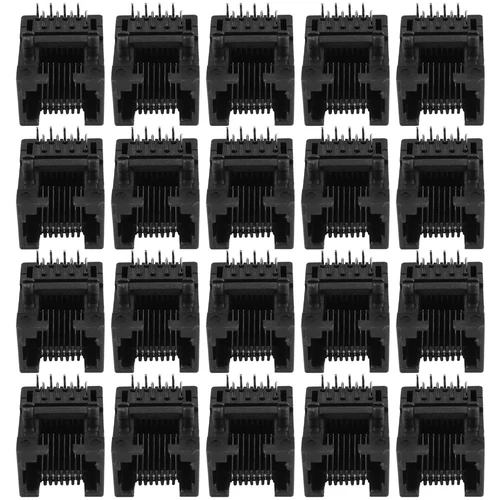 20pcs RJ45 8P8C Computer Internet Netzwerk PCB Klinkenbuchse Schwarz M3G35576