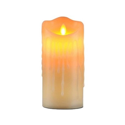 LED flammenlose Tropfwachskerze, Flackerlicht 7,5x17,5cm, 3xAAA, Halloween & Weihnachten