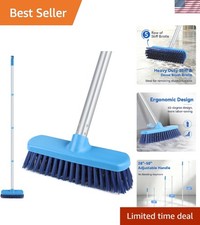 Deck Scrub Brush with Long Handle for Indoor and Outdoor Cleaning