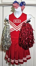 High School Musical Wildcats Cheer Costume Cheerleader Uniform Poms Girls 8-10