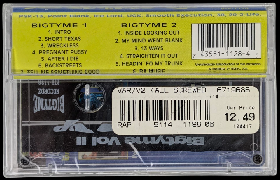 SEALED, DJ Screw – Bigtyme Vol II All Screwed Up BTR-1128, Cassette, US, 1995 Foto 2 de 4
