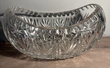Large Vintage Boat Shaped Crystal Bowl Great Condition