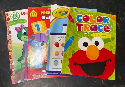 Lot Of 4 Preschool Workbooks (Color, Trace, Same/Diff., ABC s, Numbers , Time)