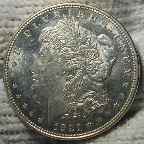 1921 Morgan Silver Dollar Brilliant Uncirculated Cameo With Slight Mirrors