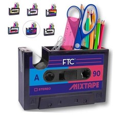 Cassette Tape Dispenser Retro Desk Organizer, Pen Holder Novelty Mix Tape