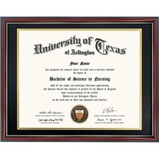 Diploma Frame Black Gold Mat 14x17 or 16x20 Certificate Display Wood