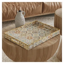 Decorative Serving Tray for Party，Coffee Table Trays for Living Room，Food Tra...