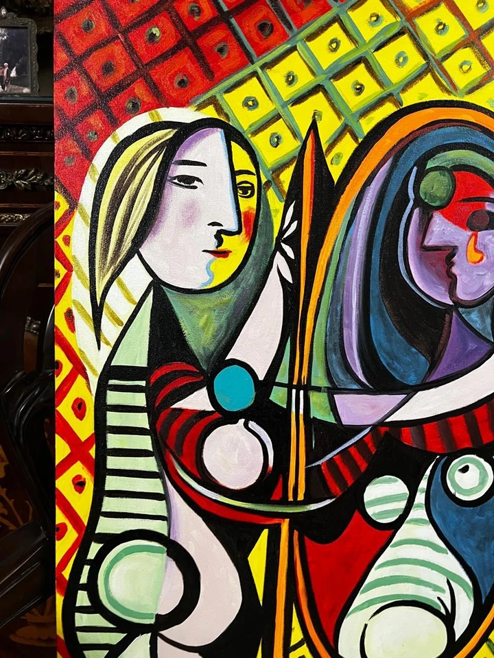 PABLO PICASSO - Increíble pintura al óleo - Lienzo hecho a mano - firmado - Con etiquetas Foto 2 de 4