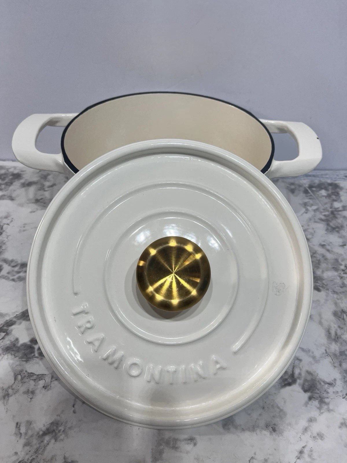 Tramontina 4Qt Enameled Cast Iron Dutch Oven With Lid White