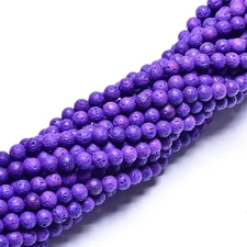 8mm Purple Lava Rock Stone Beads for Jewelry Making Essiential Oil Energy Hea...