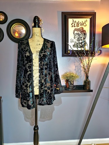 90s Sheer Button Down Devore Kimono UK 10/12 (US 8) - Picture 2 of 9