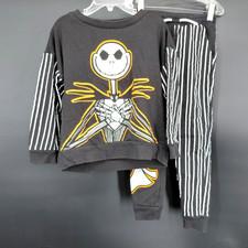 Disney Jack Skellington Sweatshirt Pants Set Boys 5T Black Striped Halloween