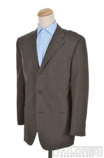 ERMENEGILDO ZEGNA SOFT Solid Brown Wool Mens Blazer Sport Coat Jacket - 44 L