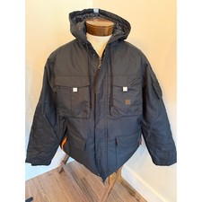 Walls Tuff Insulated Hooded Reflective Men's Large Black Orange Work Jacket