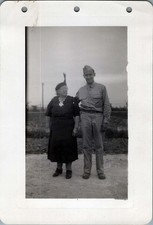 WW2 Photo of Soldier with Older Woman on Roadside