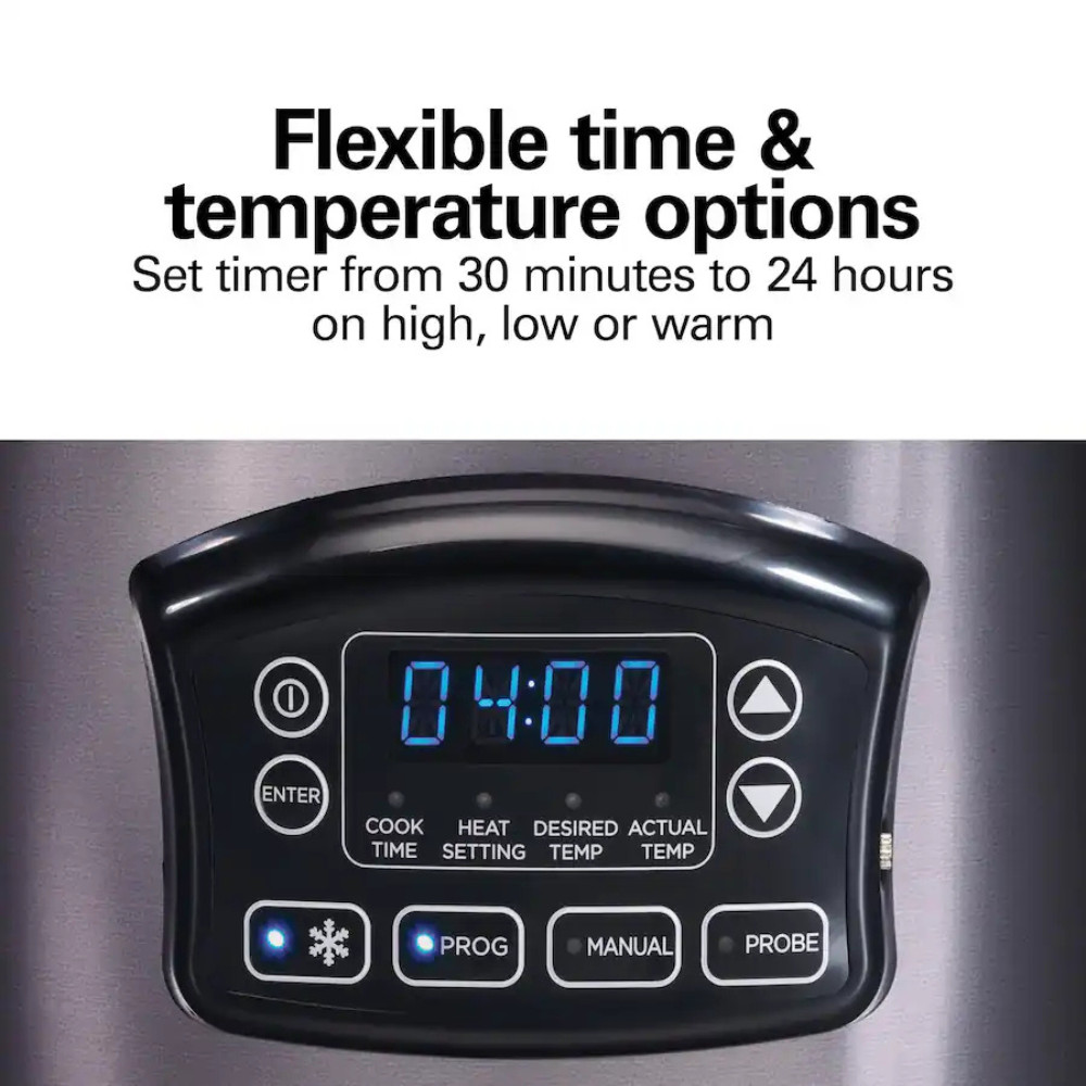 Hamilton Beach Programmable 6QT Slow Cooker with Probe Defrost - Stainless Steel