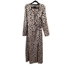 ASOS Maxi Wrap Dress Long Sleeve Animal Print Satin Size 12