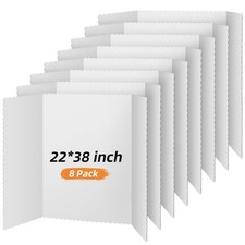 8 Pcs 22 x 38 Inch White Trifold Poster Board Large Tri Fold Presentation Whi...